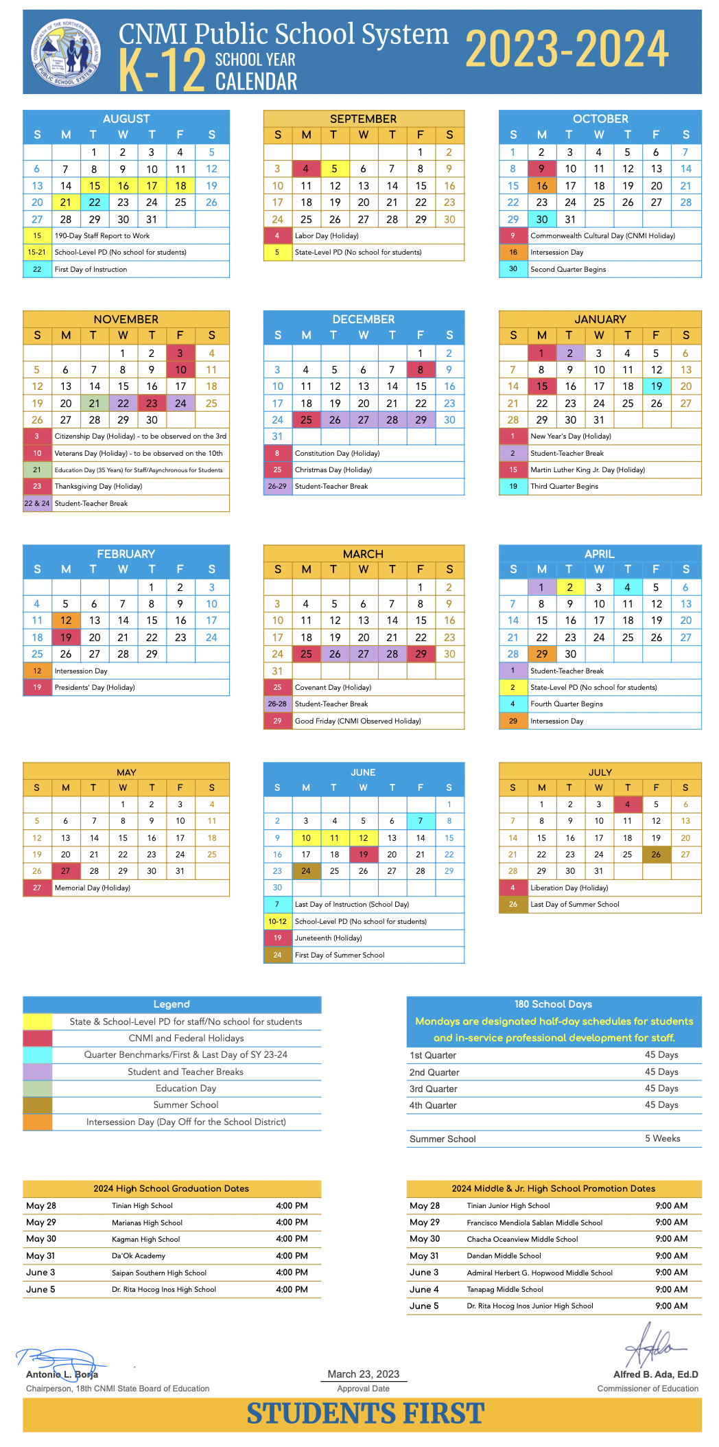 K12 School Year Calendar Dandan Middle School 6th Grade teamDMS670